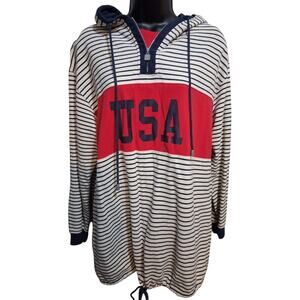 Vintage Liz Claiborne Shirt M, USA Hoodie Casual Nautical Coastal With Pockets